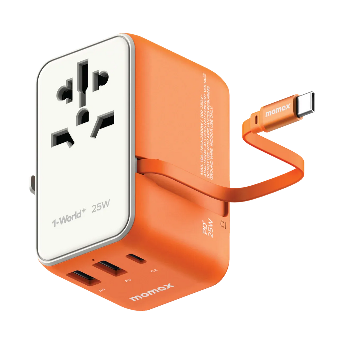 شاحن سفر موماكس World+ بقوة 25 واط مع كيبل USB-C
