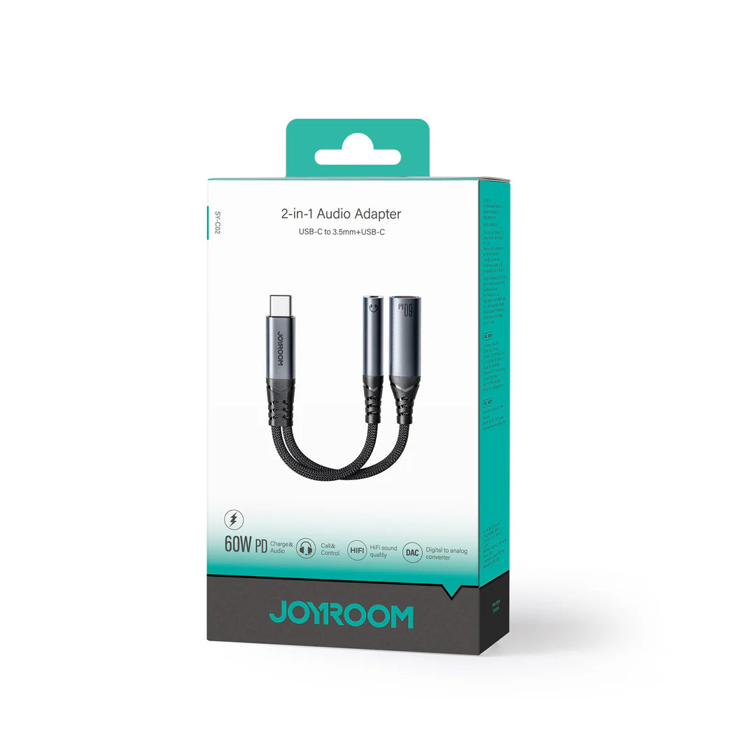 SY-C02 Audio-Transfer Series 2-in-1 Audio Adapter (Type-C to 3.5mm+Typ – JOYROOM
